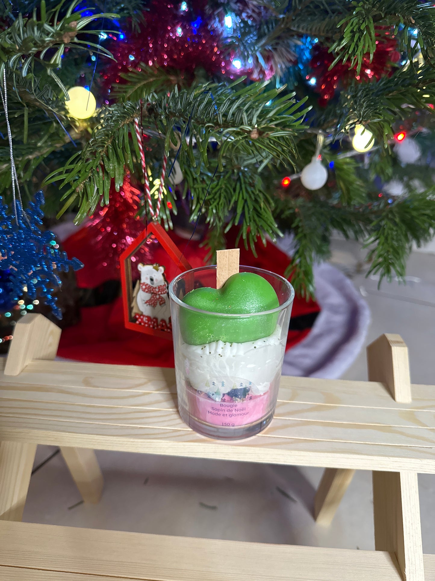 Bougie cœur parfum sapin de Noël