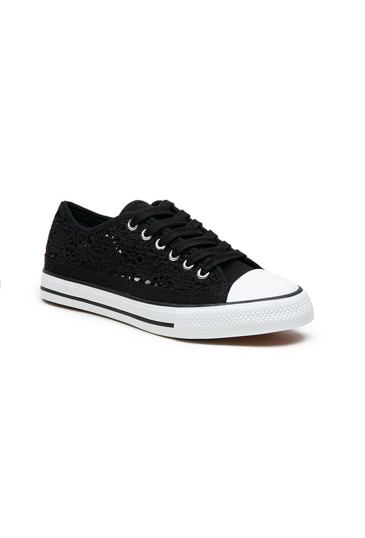 Basket noire en dentelle