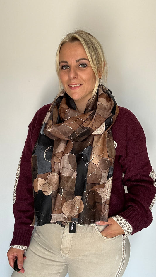 Foulard imprimé feuille avec dorure