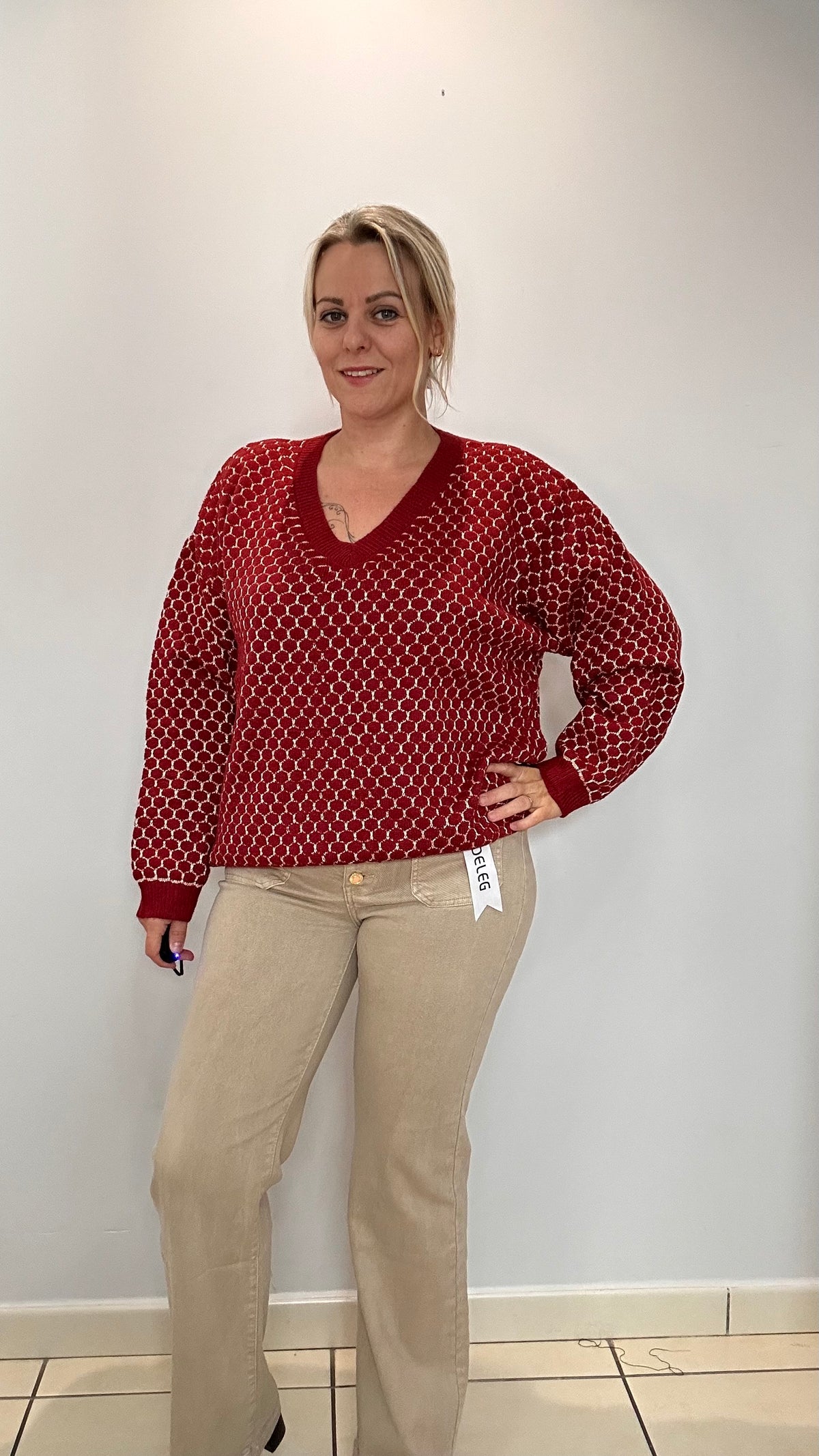 Pull Lurex rouge et doré ✨