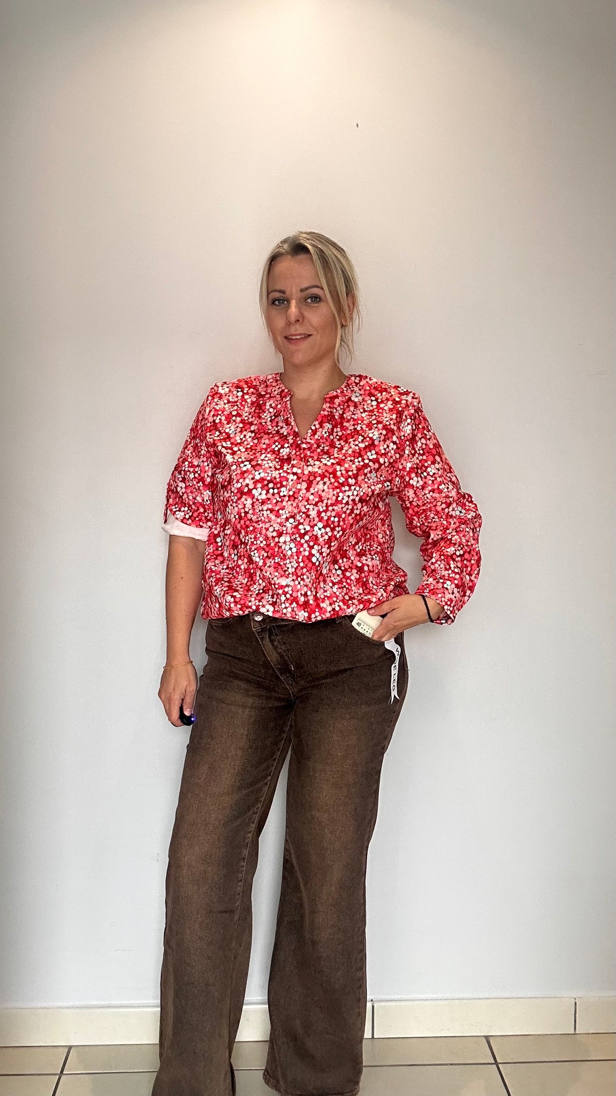 🤎 Blouse effet daim rouge
