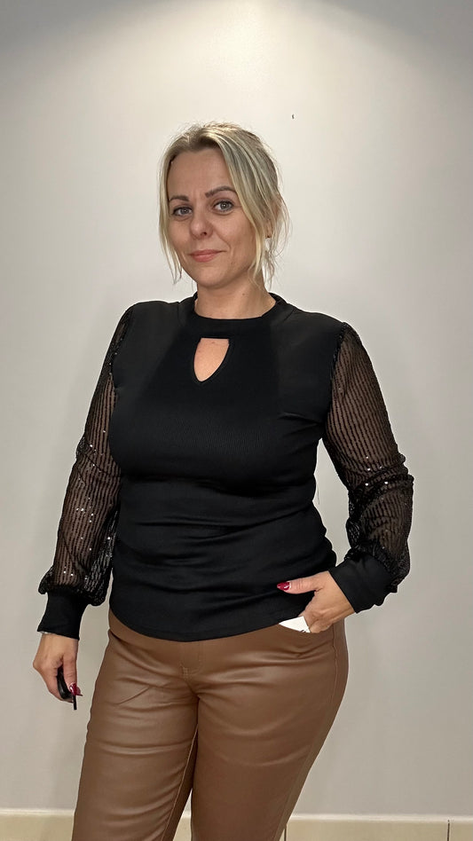 Top chic et glamour à manches sequins (38336)