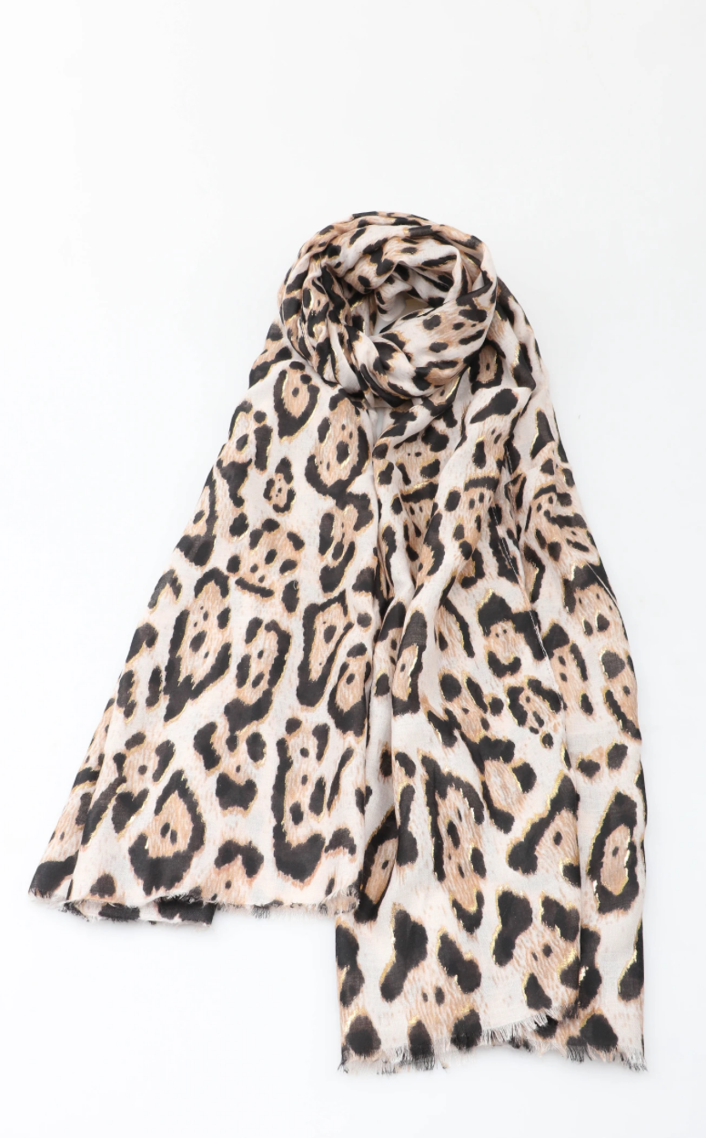 Echarpe imprimé léopard avec dorure