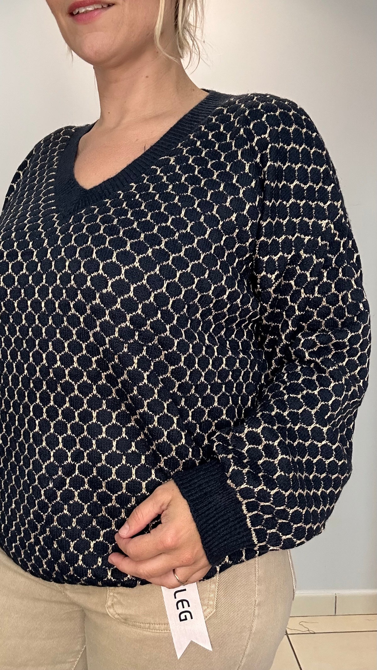 Pull Lurex bleu marine et doré ✨