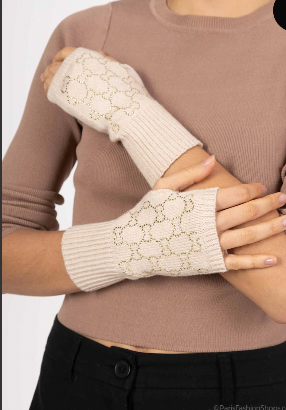 Gant mitaine avec strass