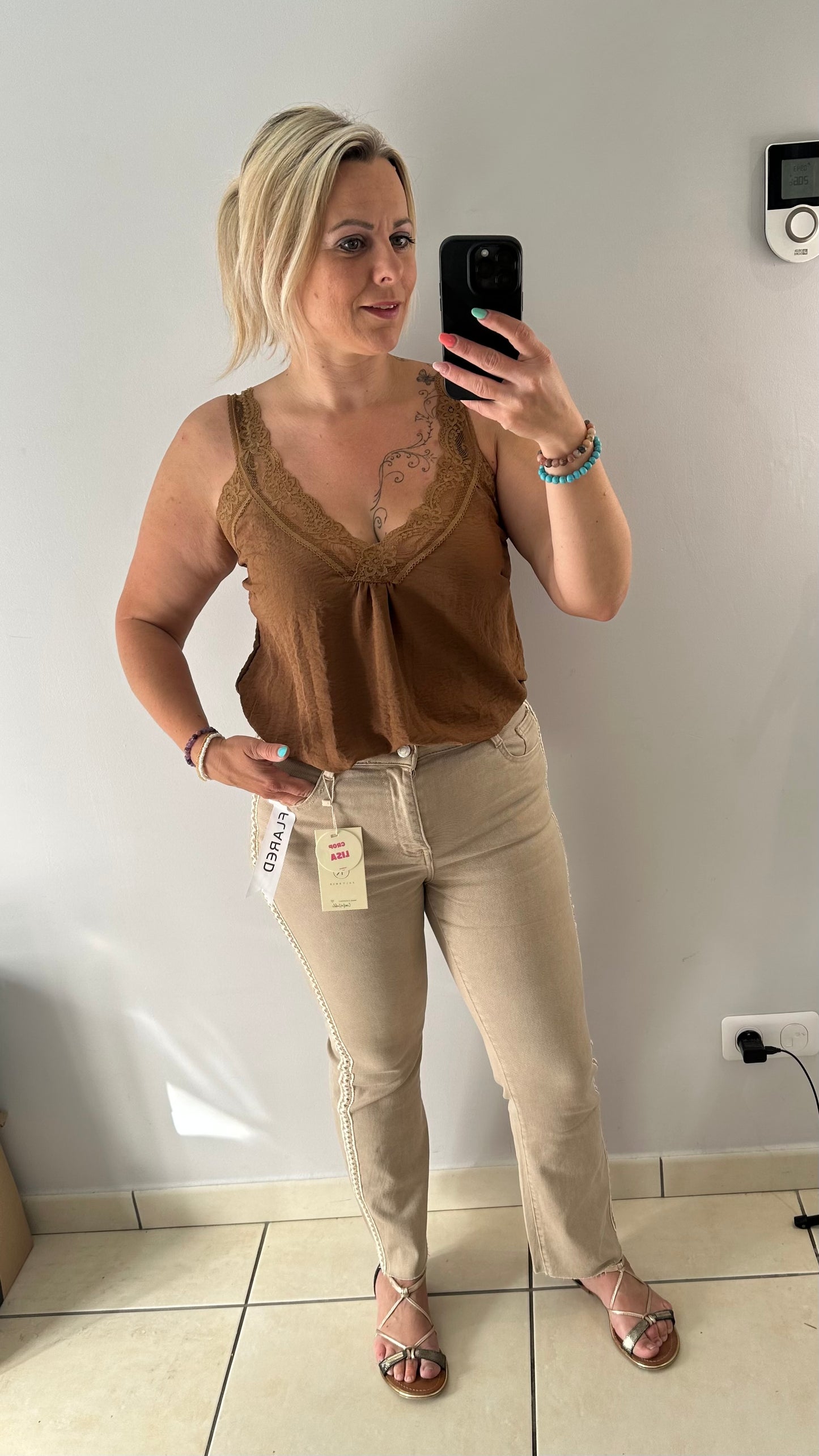Jean flare beige