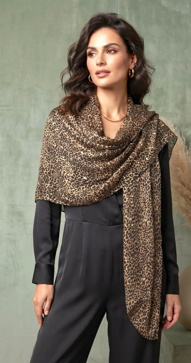 Foulard léopard avec touches dorées 🐆
