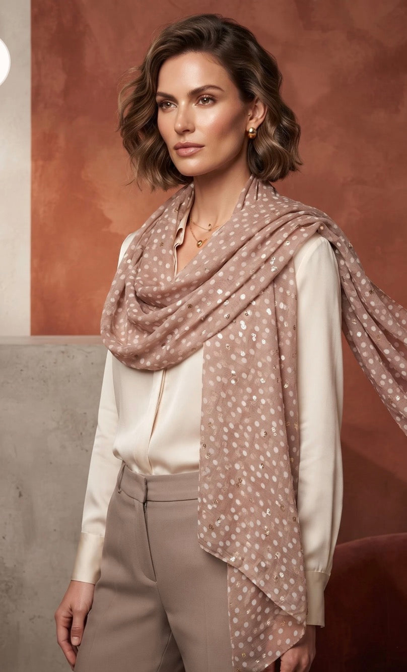 Foulard imprimé petits pois dorés ✨