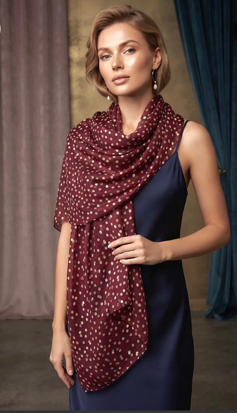 Foulard imprimé petits pois dorés ✨