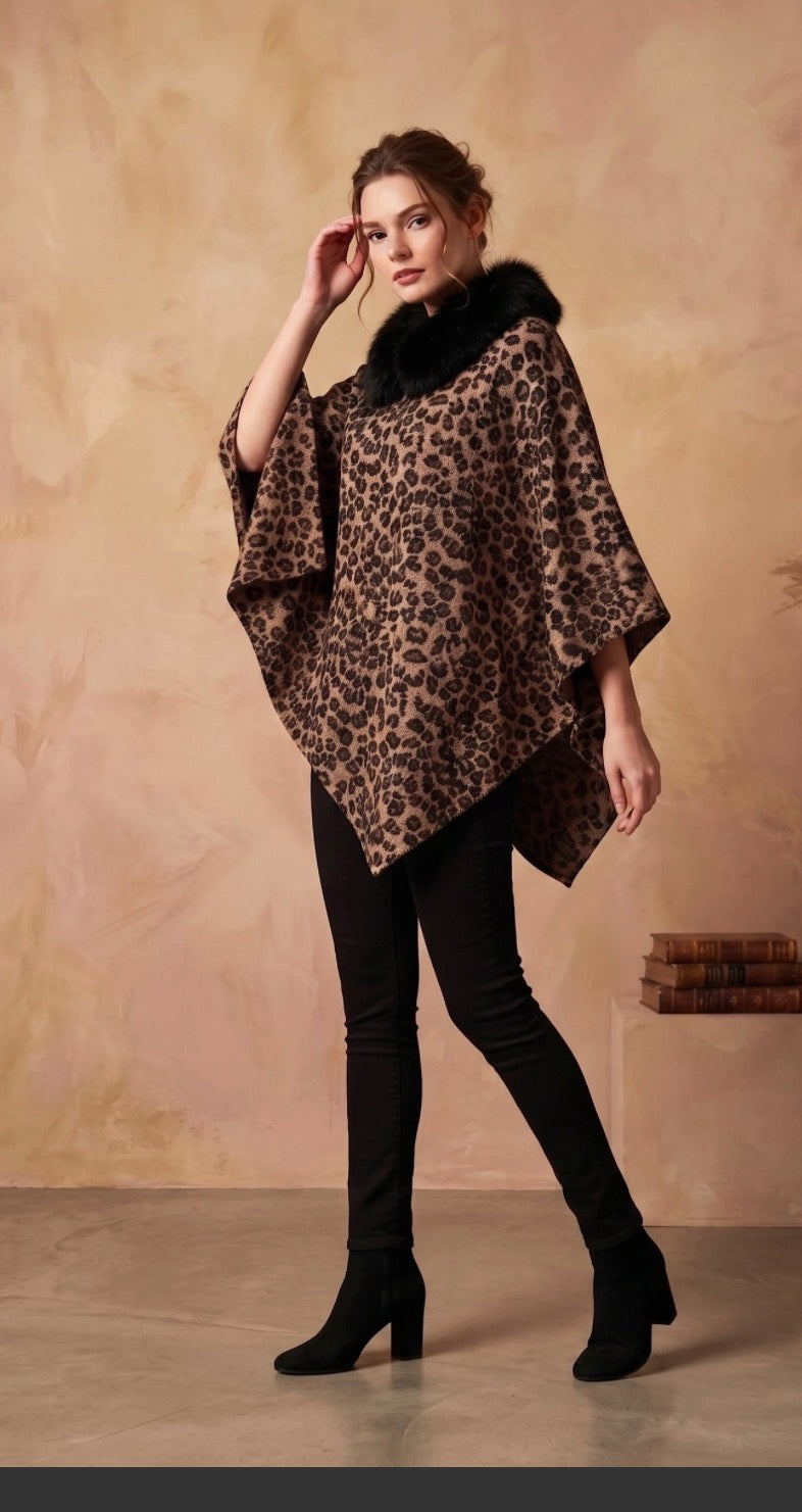 Cape ponchos imprimé léopard