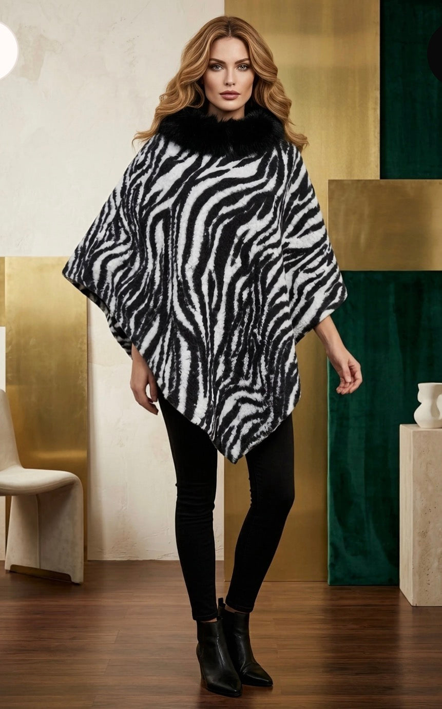 Cape ponchos imprimé zèbre