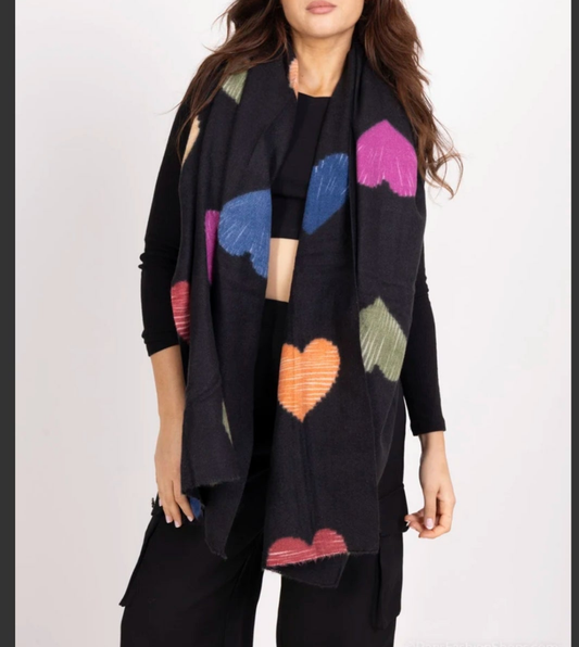 foulard douce hiver imprimé cœur