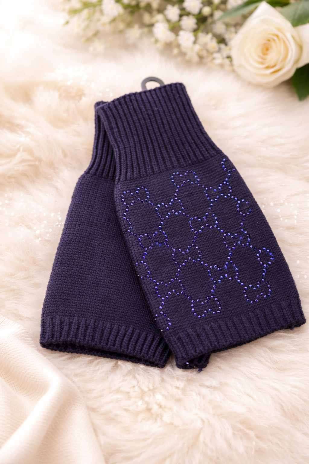 Gant mitaine avec strass