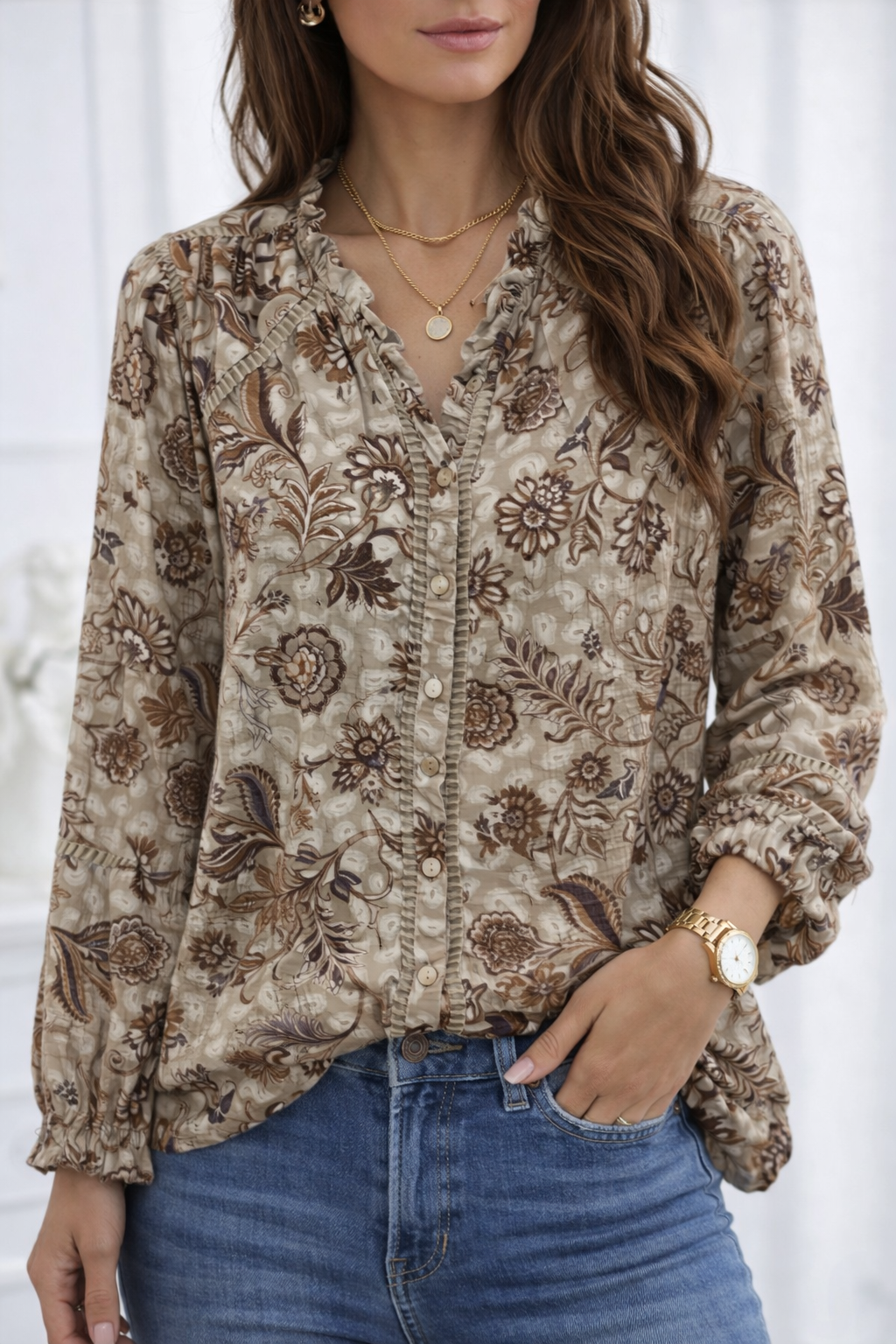 Blouse imprimée chic et fluide
