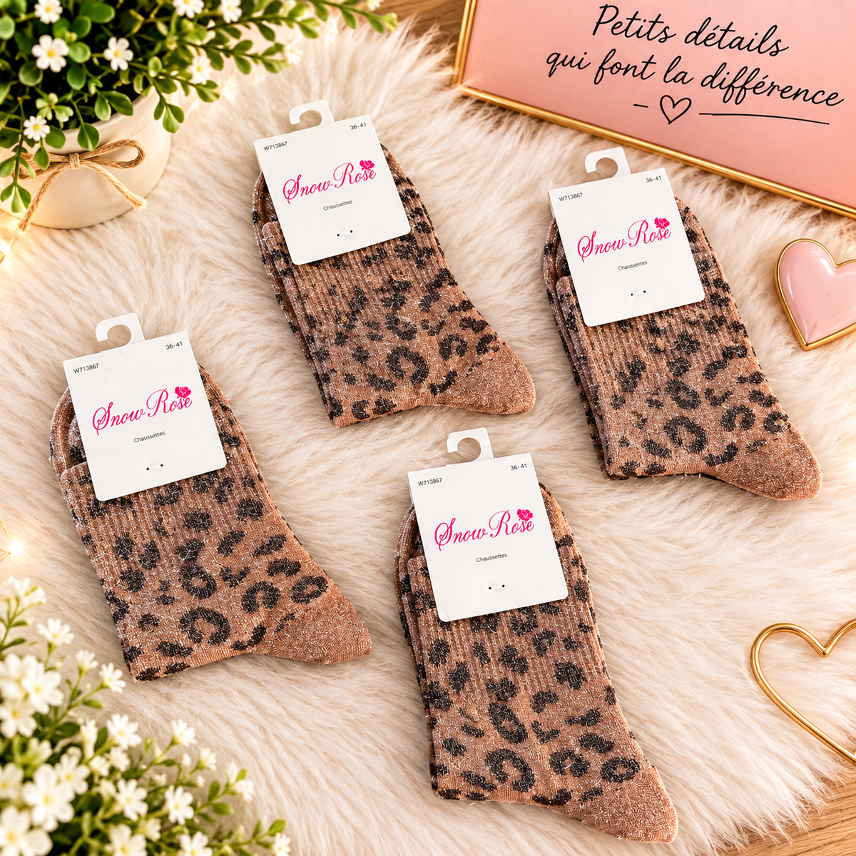 Chaussettes léopard à paillettes