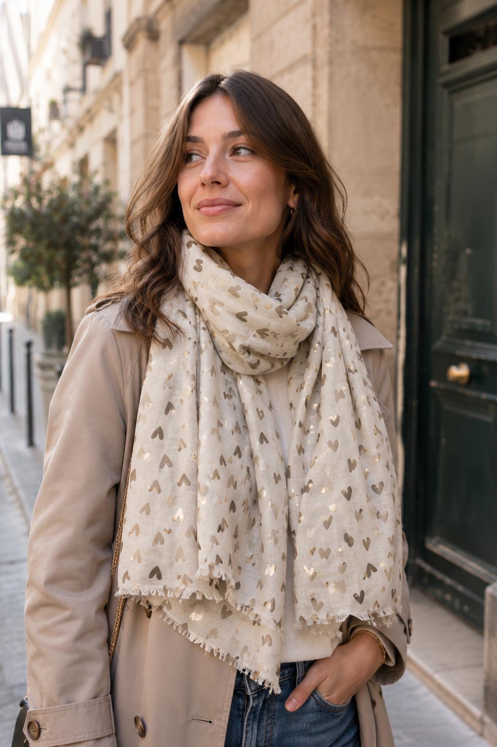 Foulard cœur avec dorure