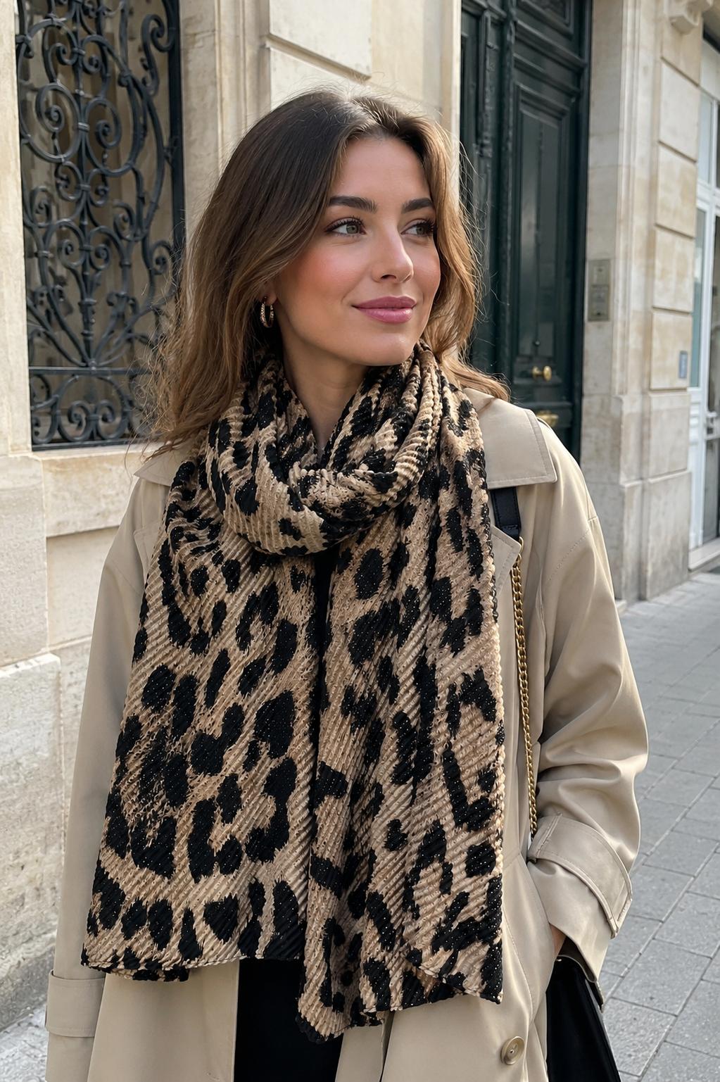 Foulard gaufré léopard