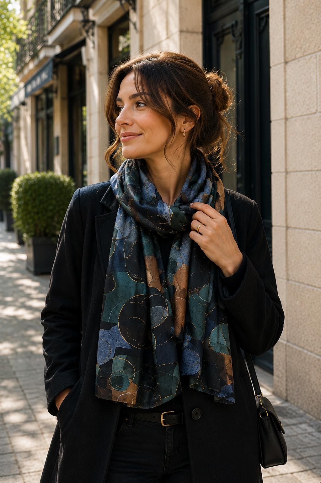 Foulard imprimé feuille avec dorure