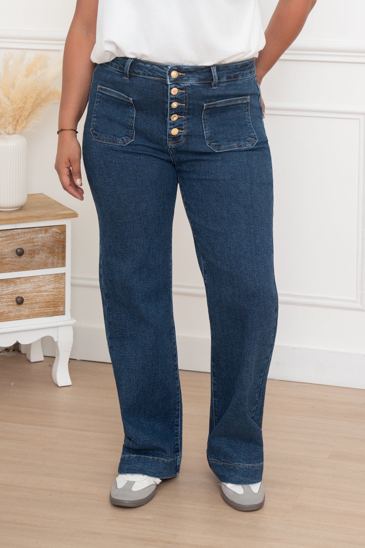 👖 Jean taille haute bleu foncé