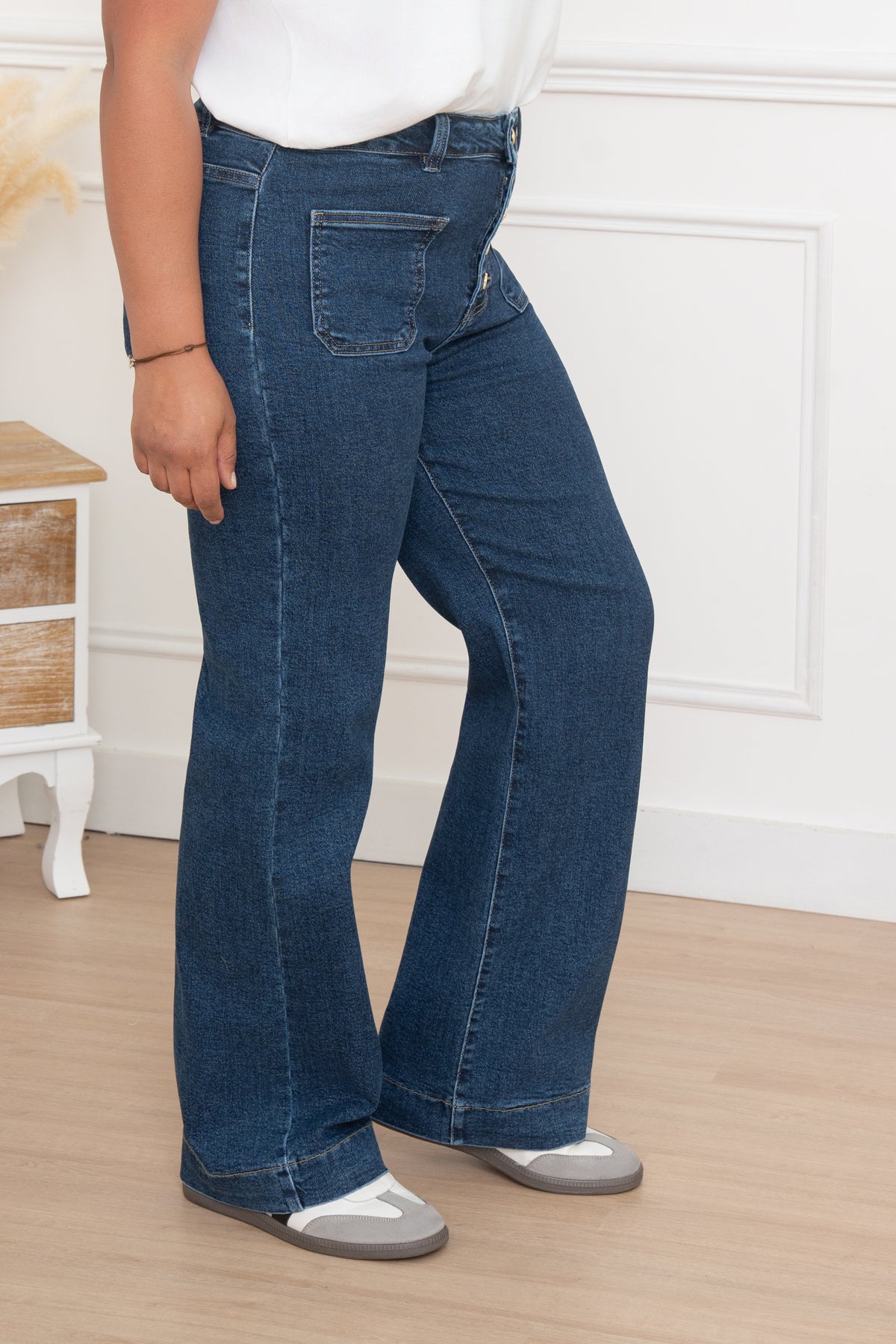 👖 Jean taille haute bleu foncé