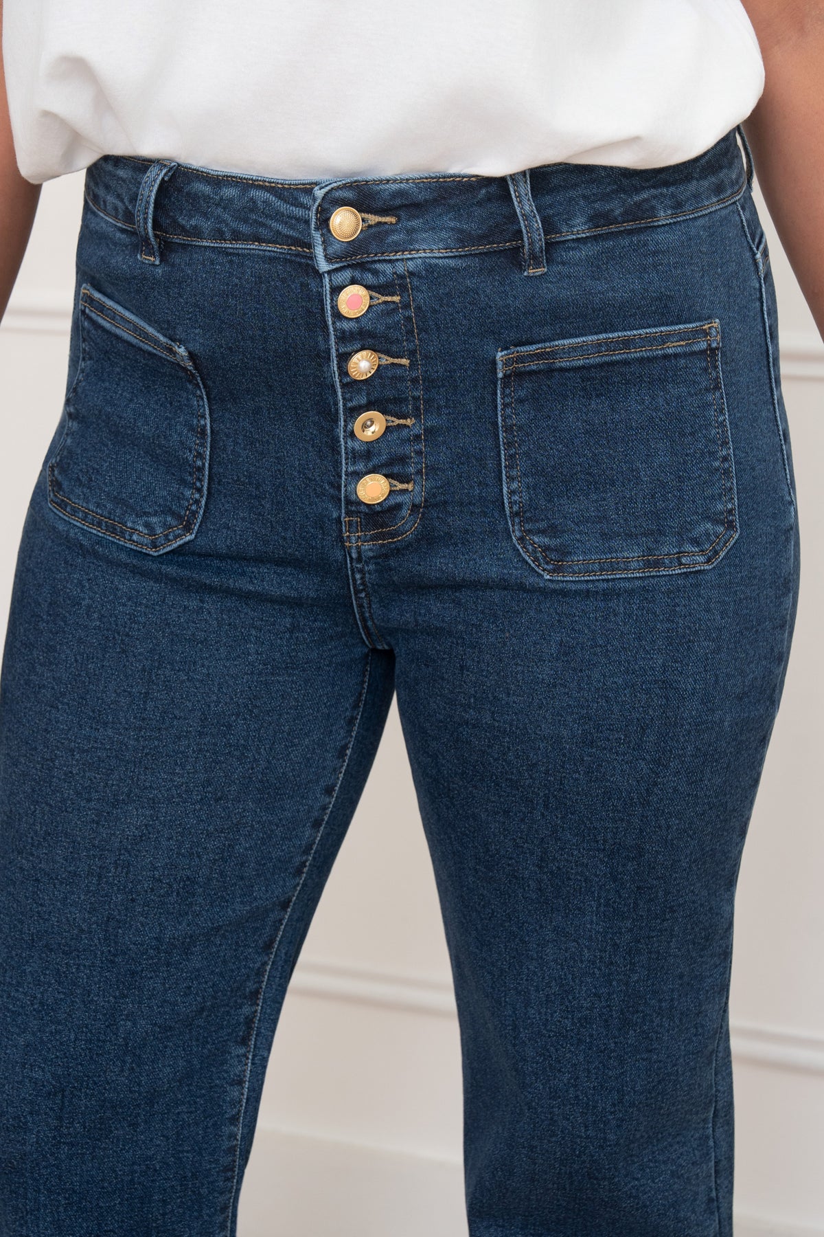 👖 Jean taille haute bleu foncé