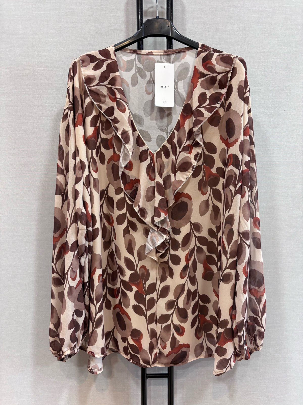 Blouse fluide imprimée col volanté