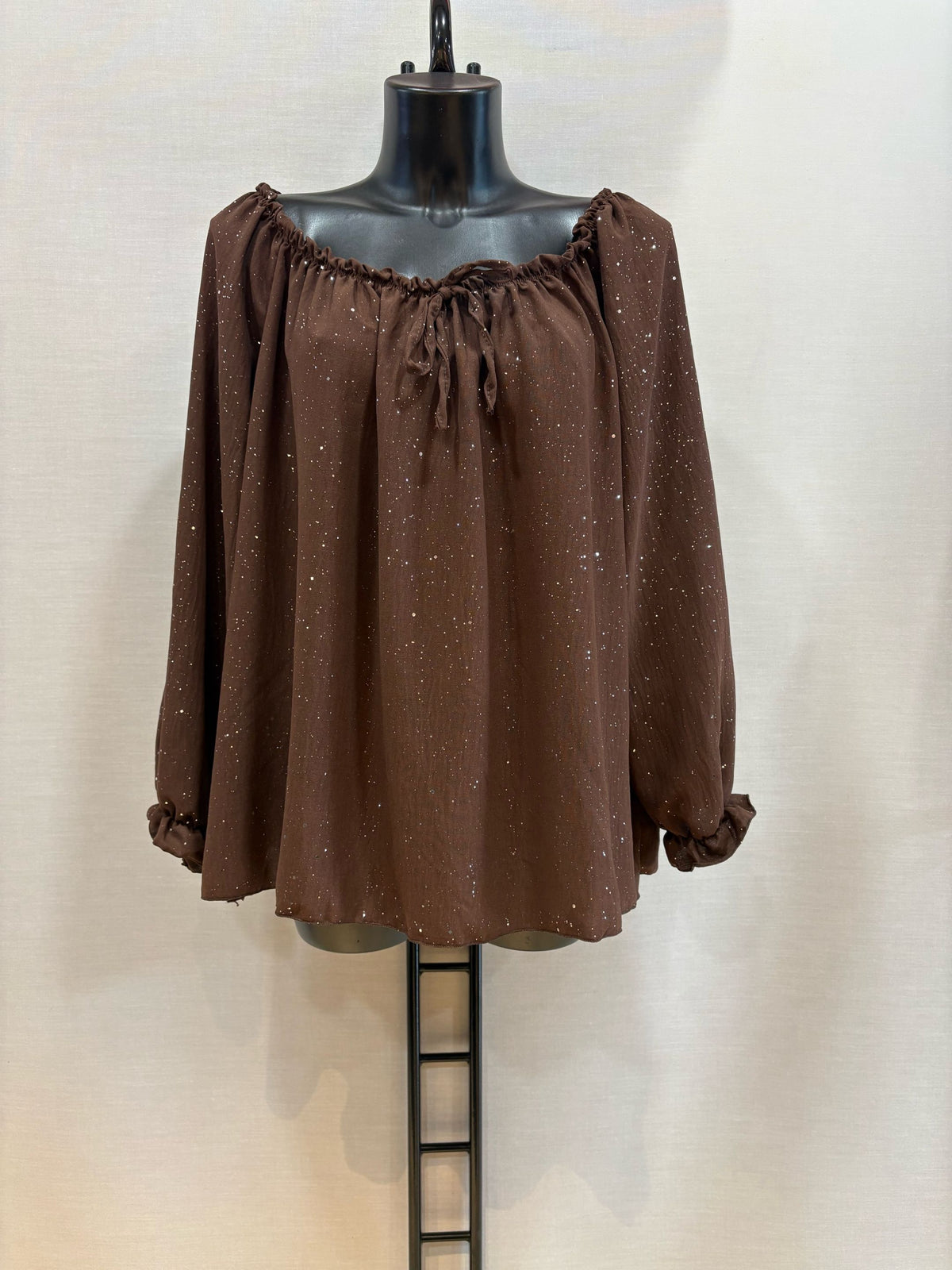 Blouse à paillettes avec nœud décoratif ✨