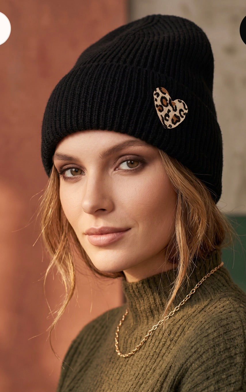 Bonnet d’hiver avec cœur léopard 🐆🤎