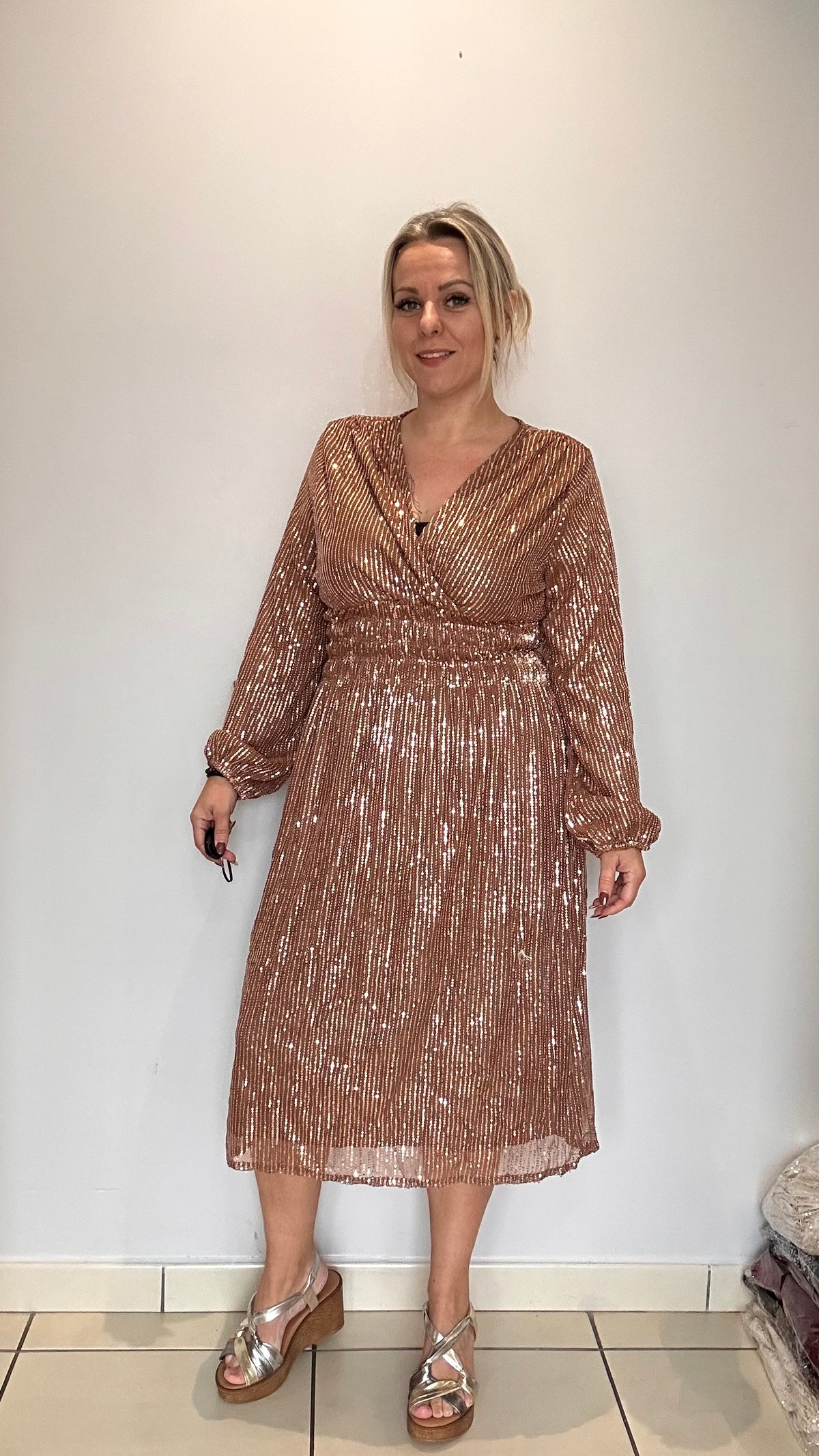 Robe sequins mi longue