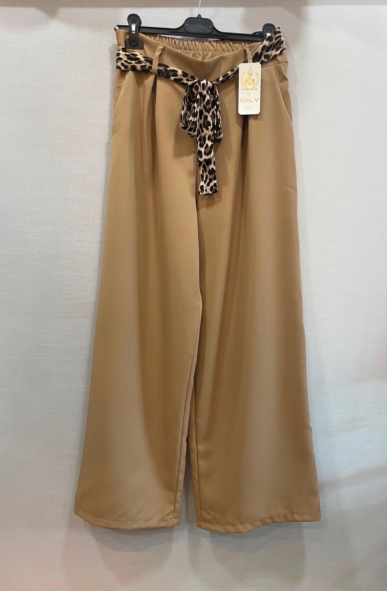 Pantalon épais ceinture léopard