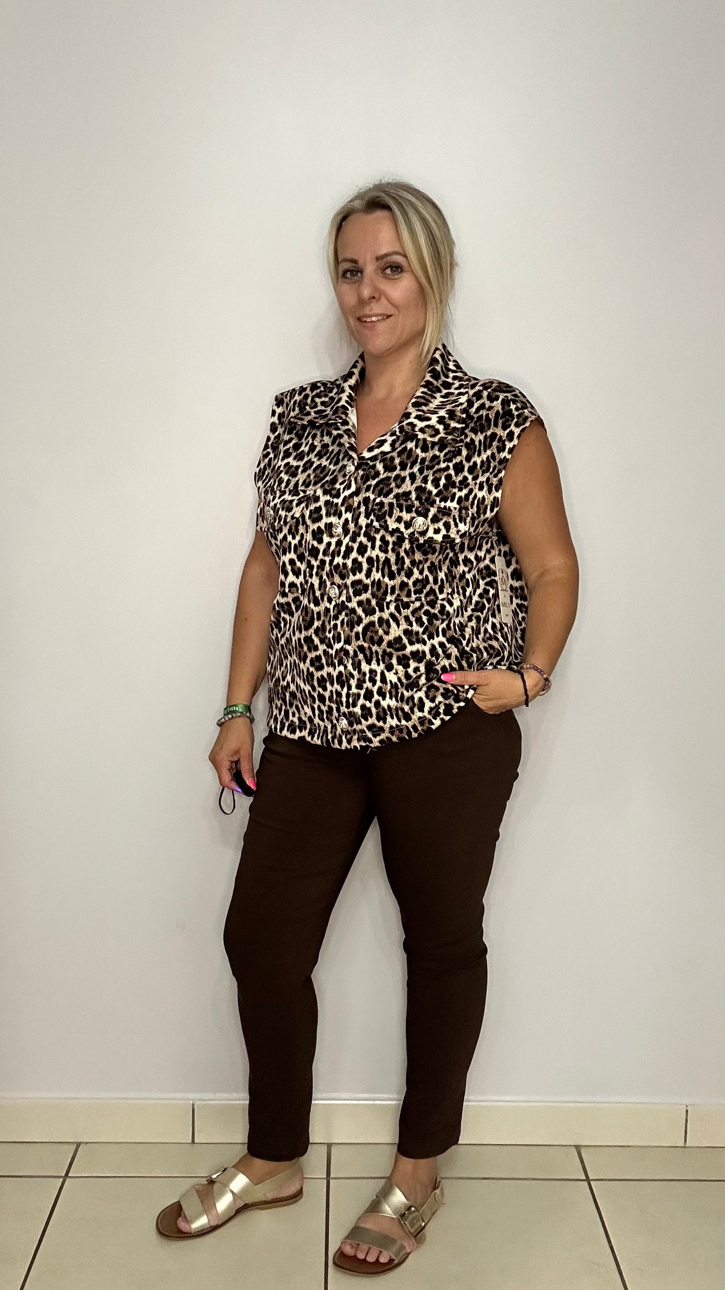 Gilet sans manches tendance leopard ✨
