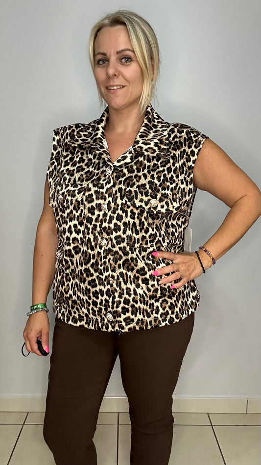 Gilet sans manches tendance leopard ✨