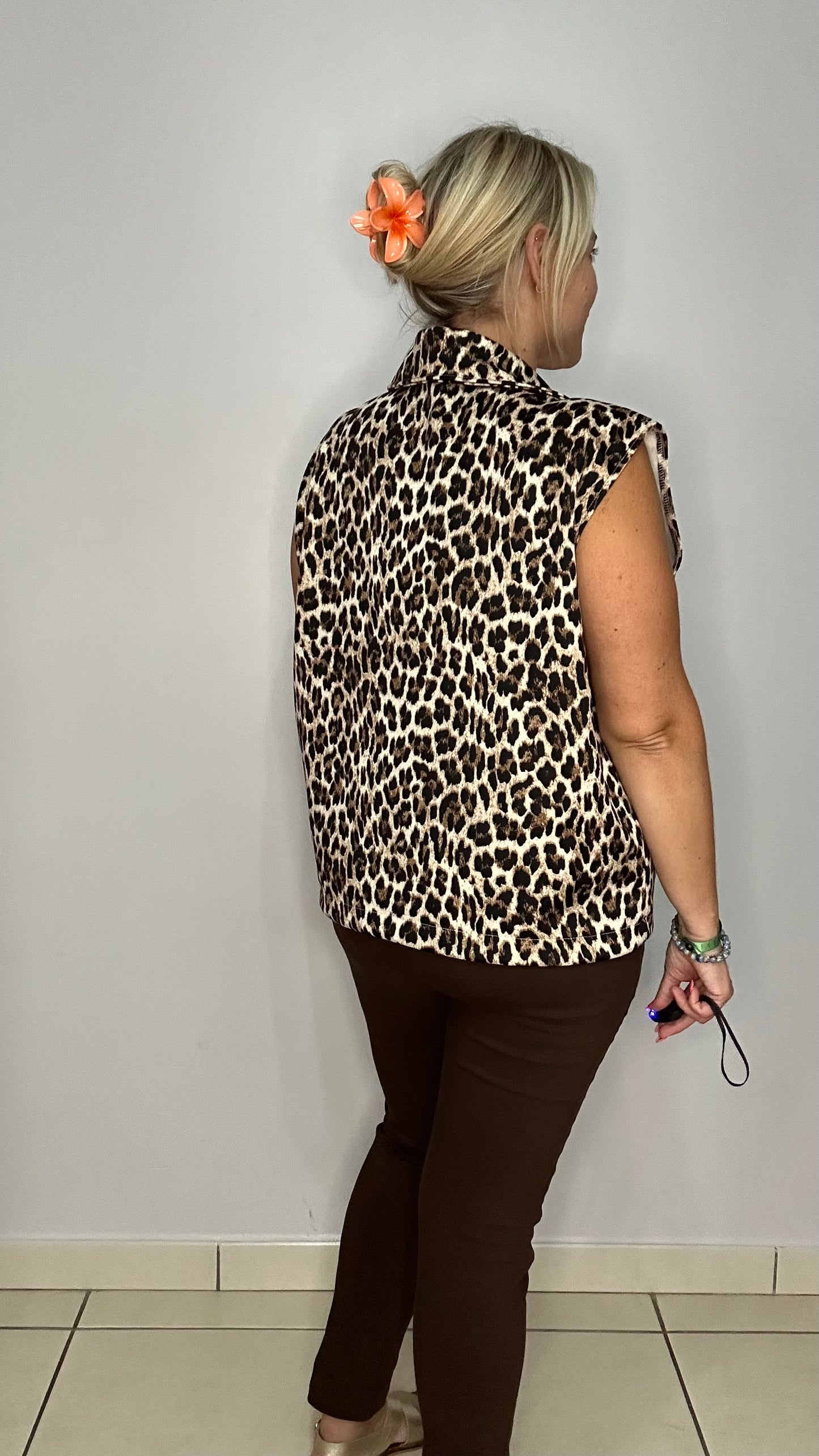 Gilet sans manches tendance leopard ✨