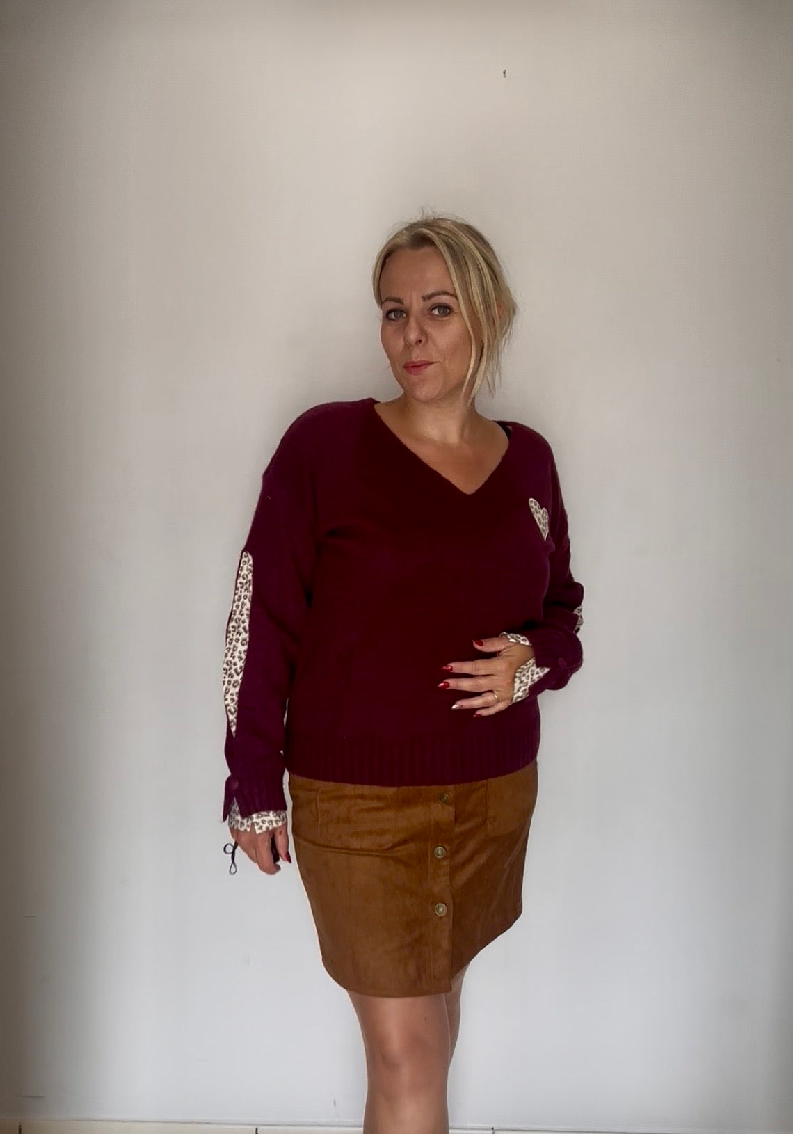 Pull Bordeaux Cœur Léopard 🐆❤️