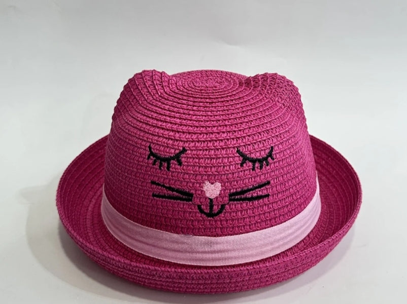 Chapeau fille décor tête de chat.
