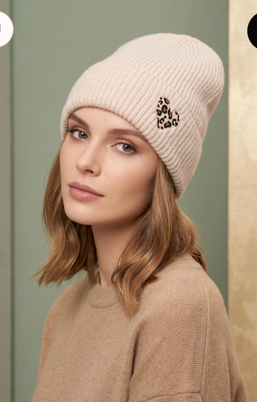 Bonnet d’hiver avec cœur léopard 🐆🤎