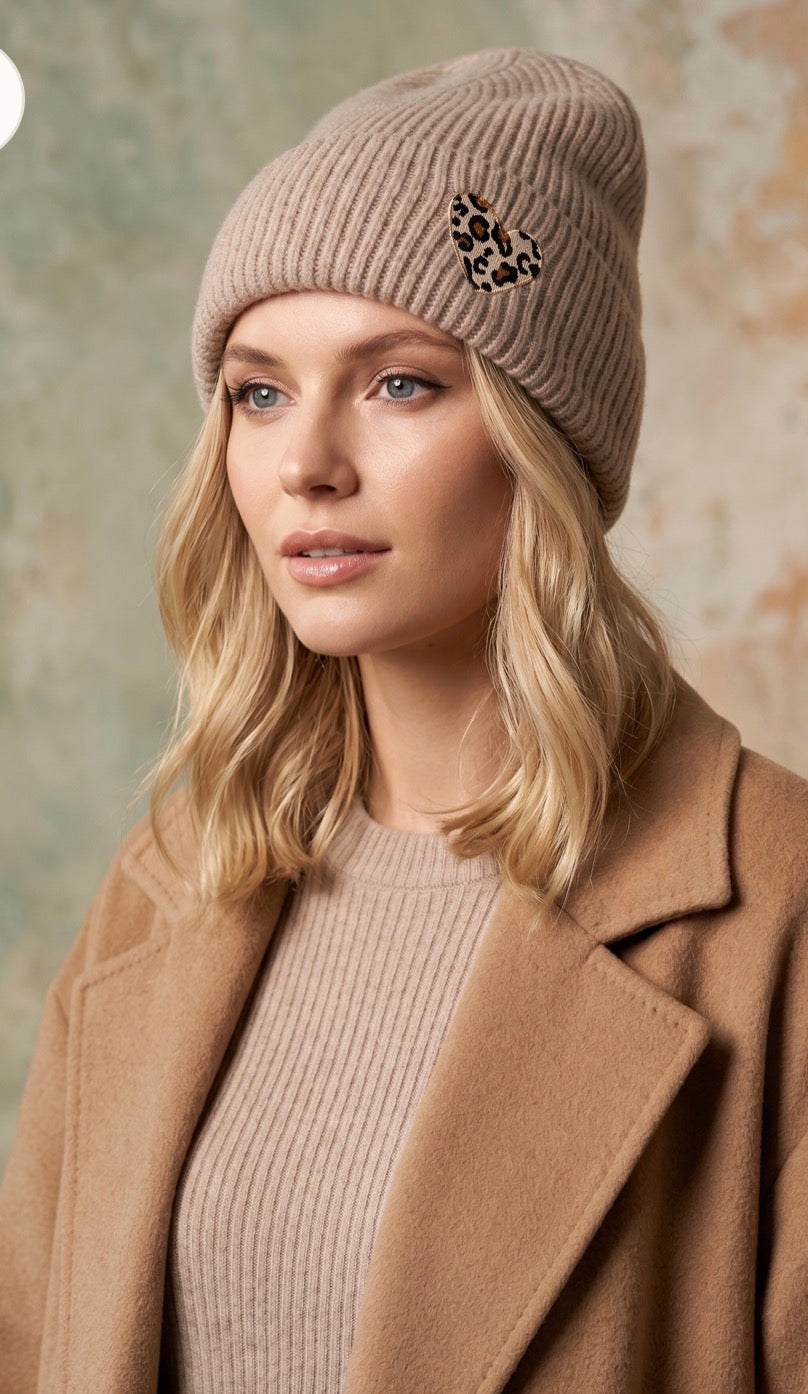 Bonnet d’hiver avec cœur léopard 🐆🤎