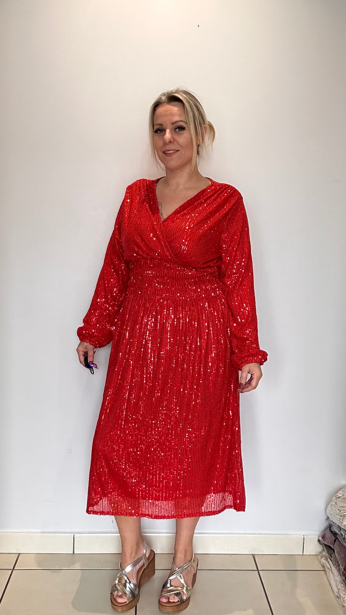 Robe sequins mi longue