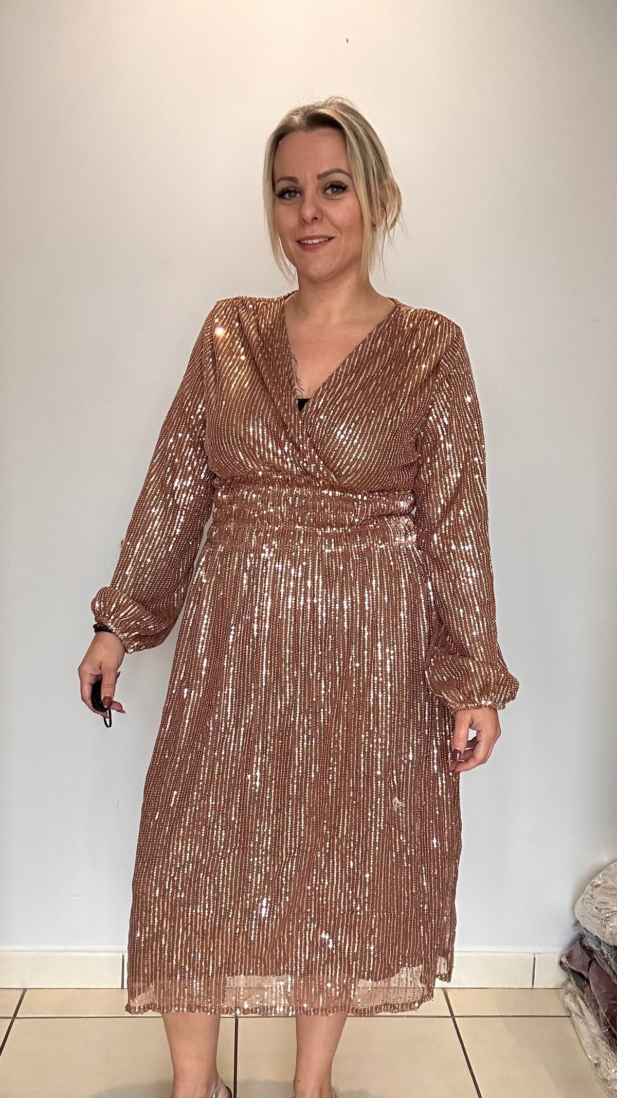 Robe sequins mi longue