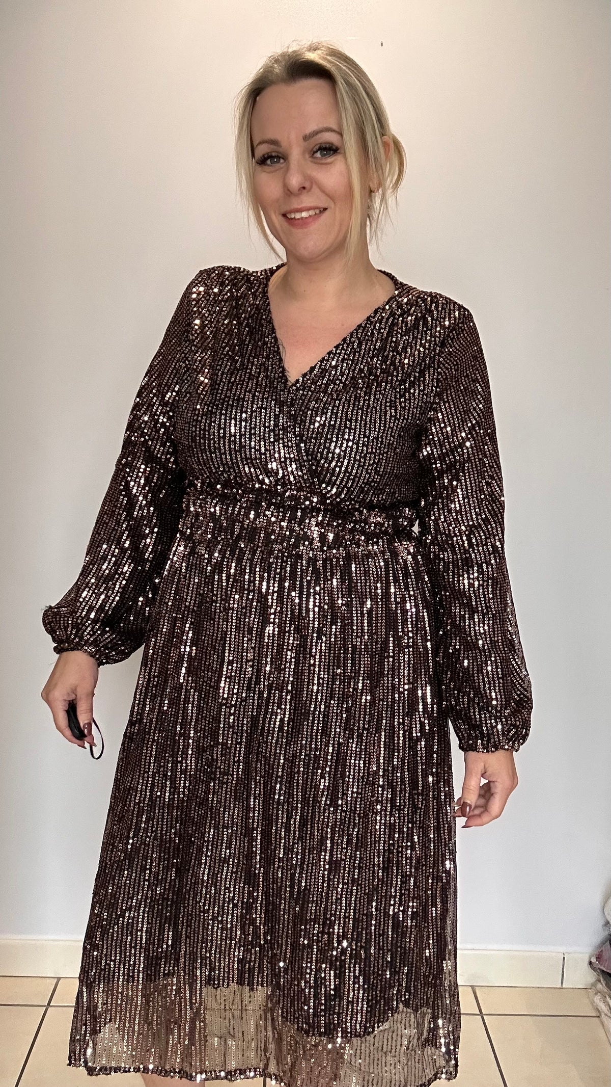 Robe sequins mi longue