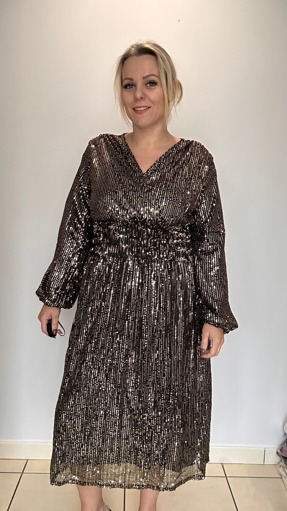 Robe sequins mi longue