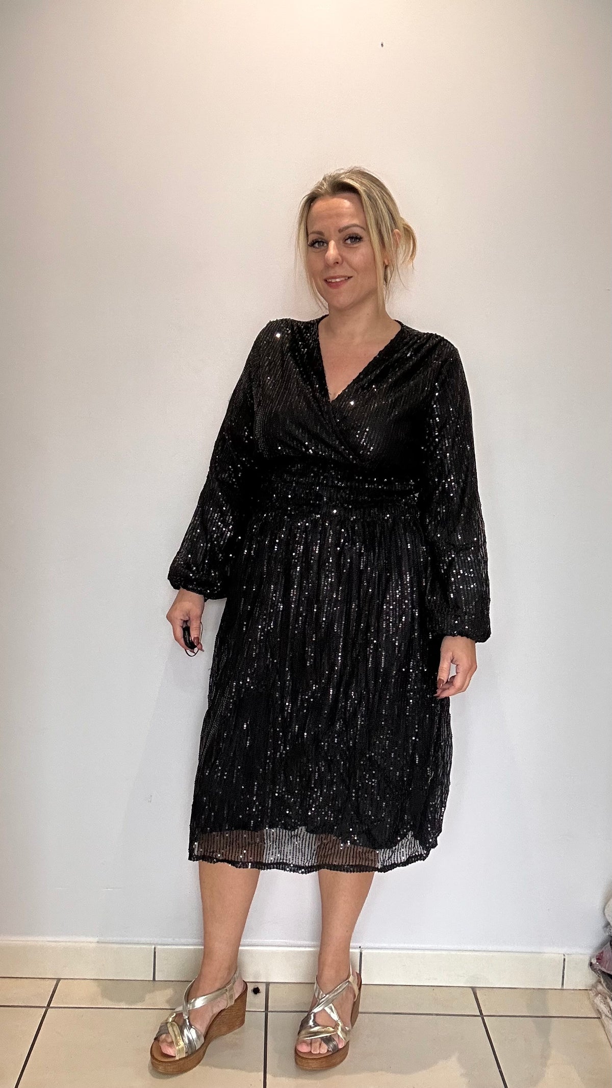Robe sequins mi longue