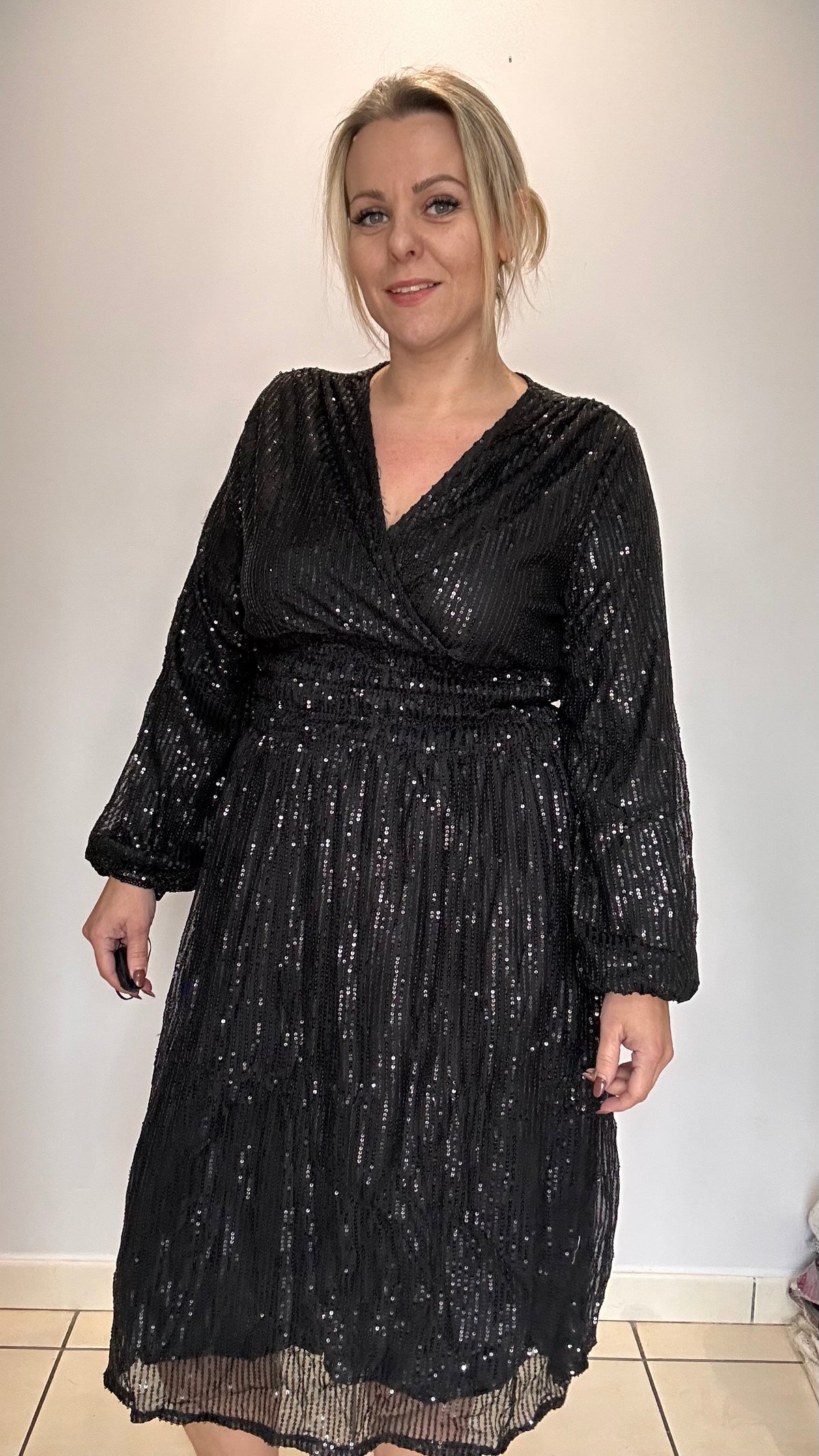Robe sequins mi longue