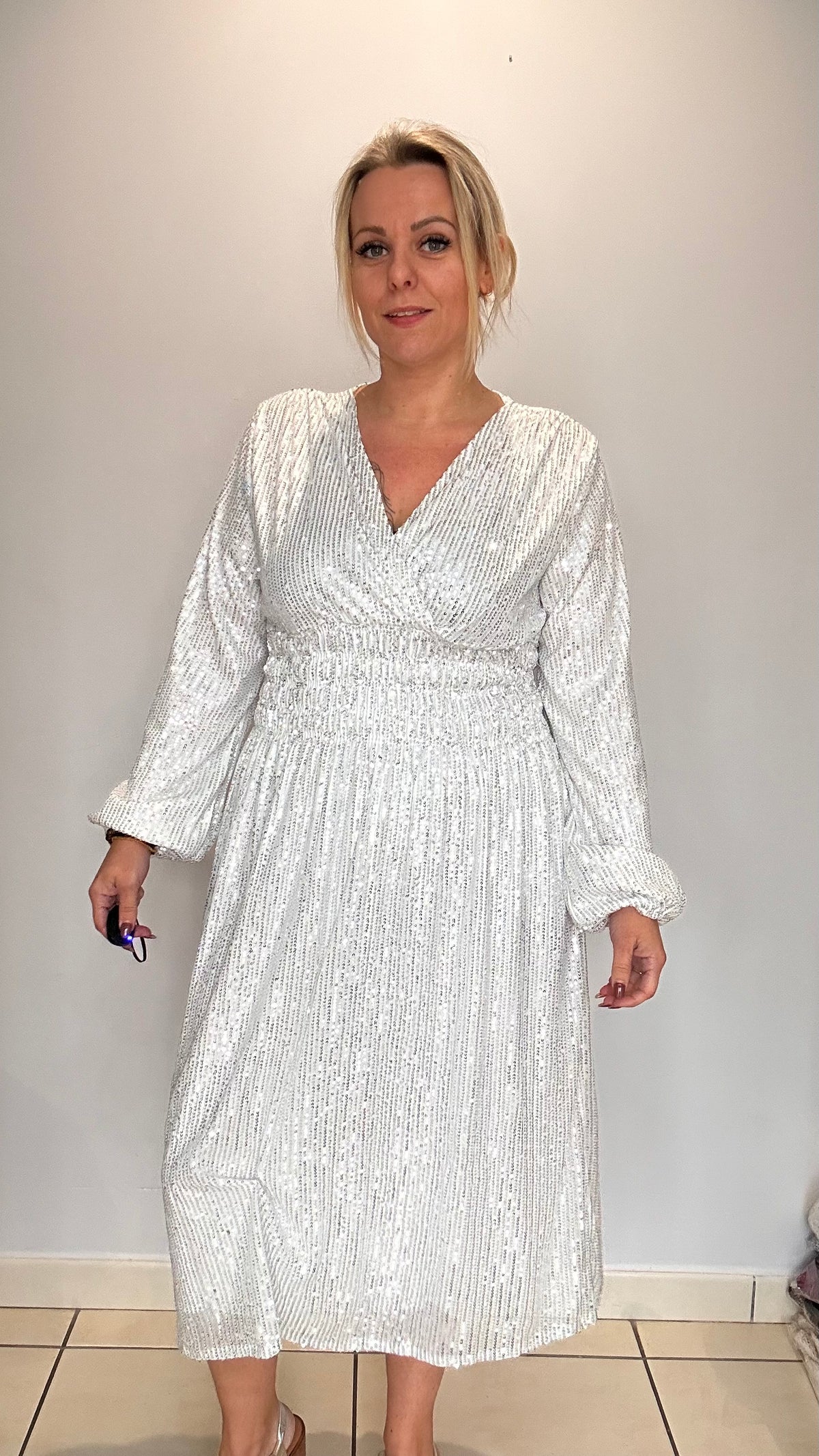 Robe sequins mi longue