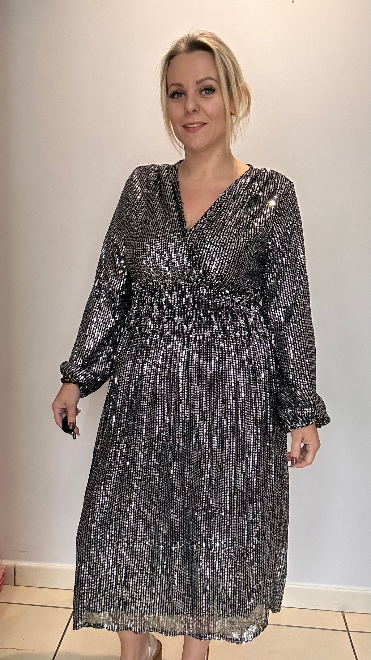 Robe sequins mi longue