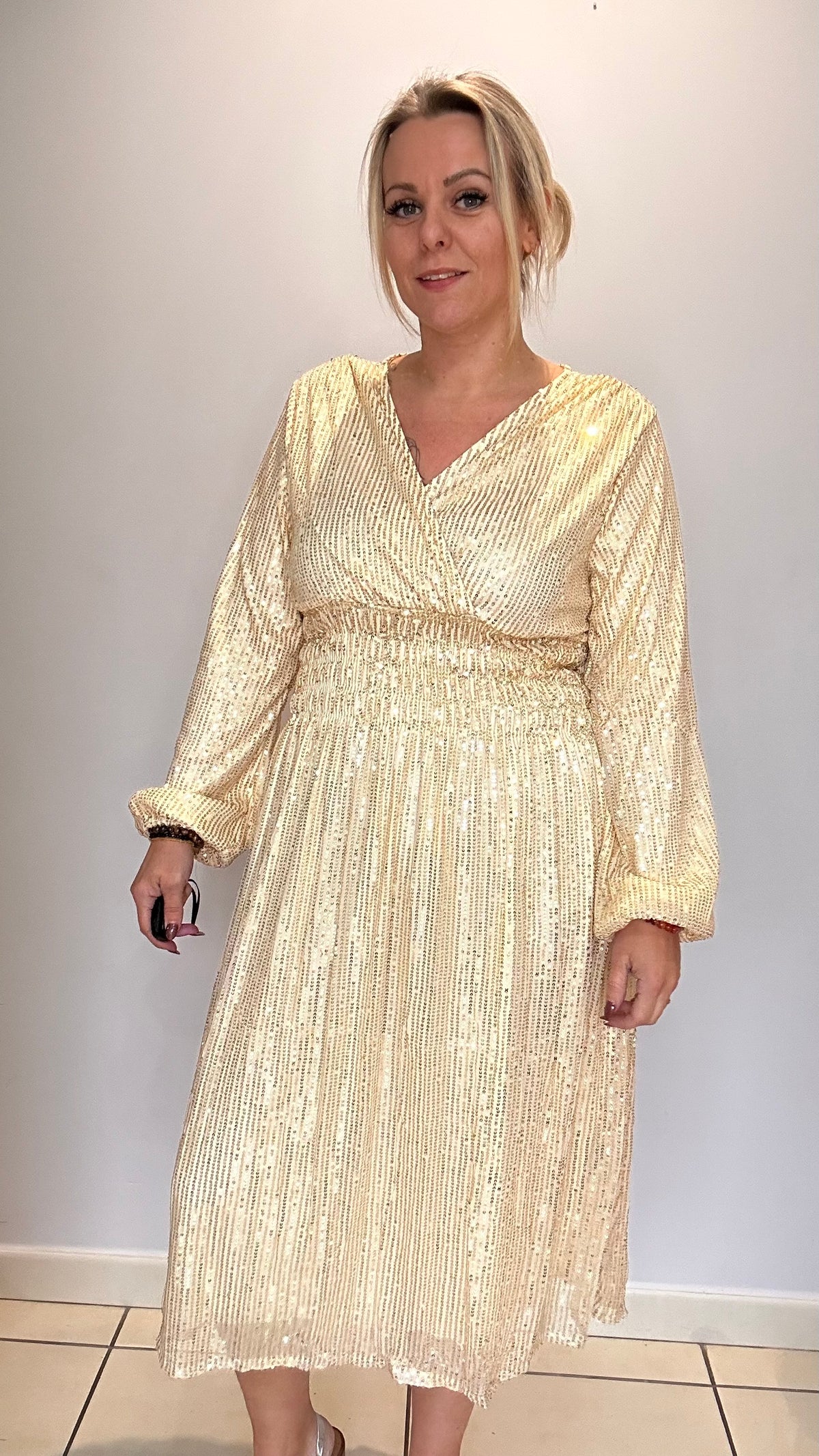 Robe sequins mi longue