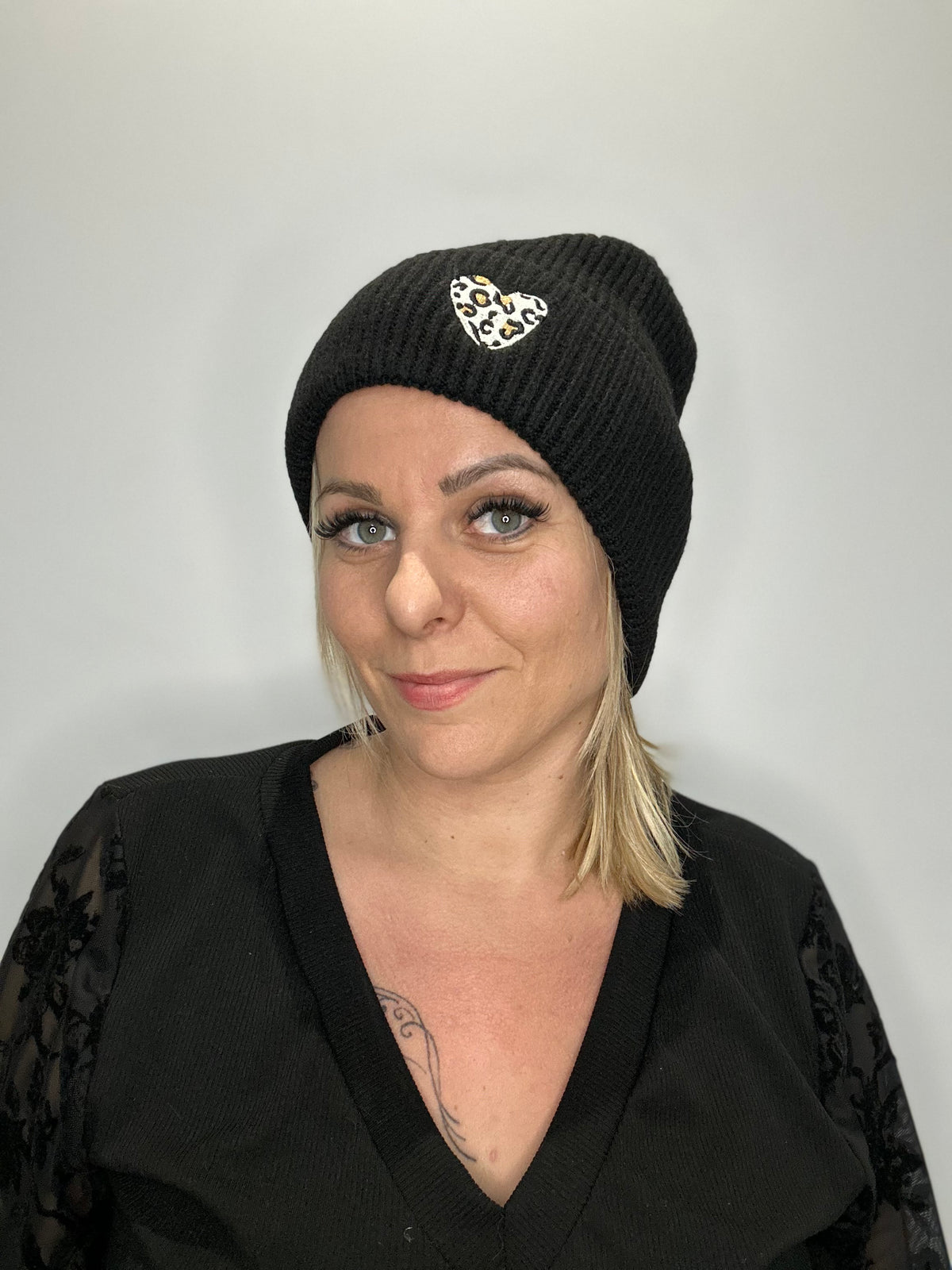 Bonnet d’hiver avec cœur léopard 🐆🤎
