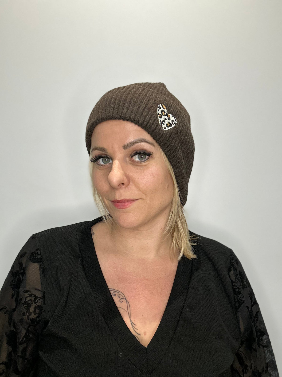 Bonnet d’hiver avec cœur léopard 🐆🤎