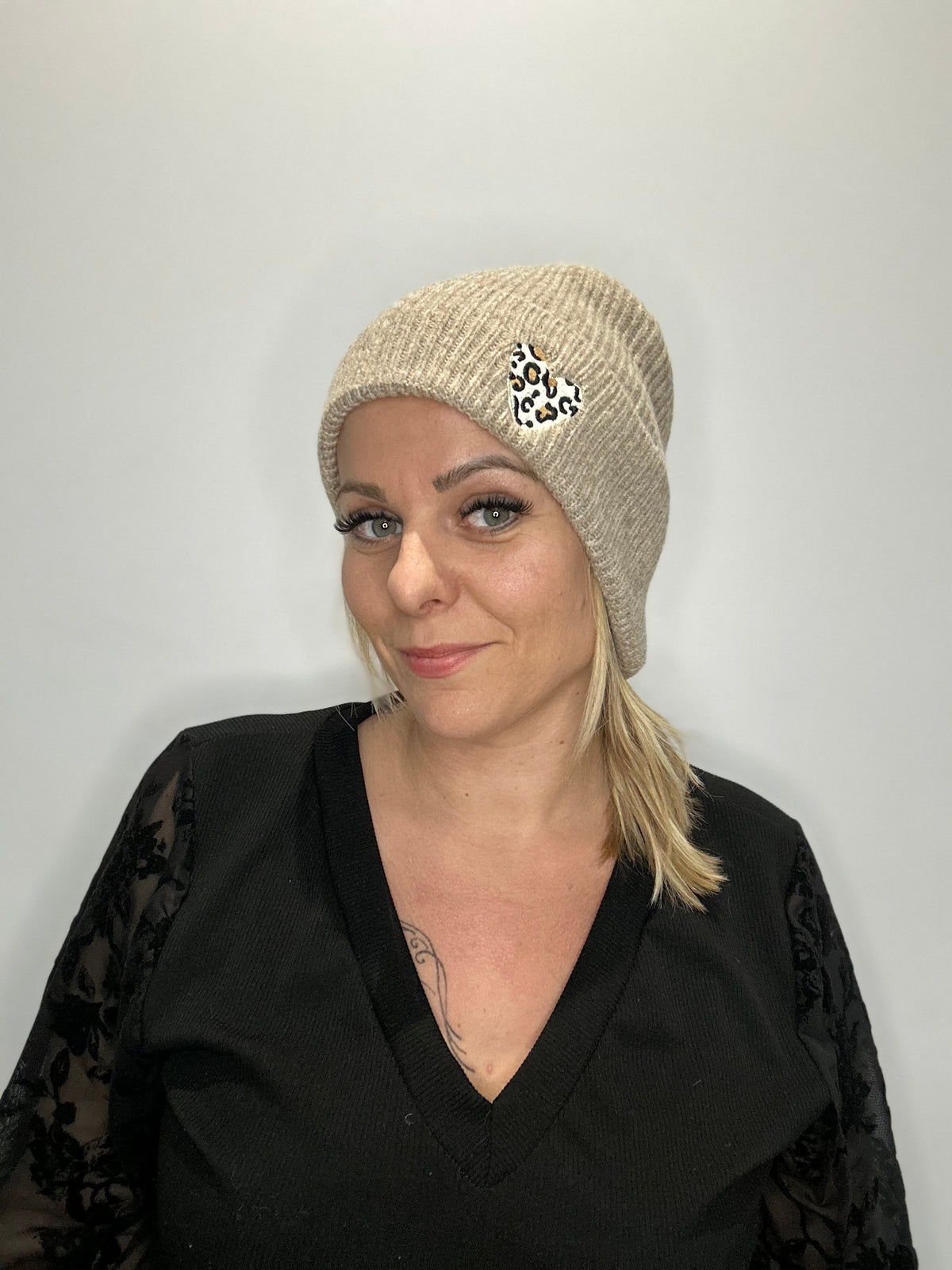 Bonnet d’hiver avec cœur léopard 🐆🤎