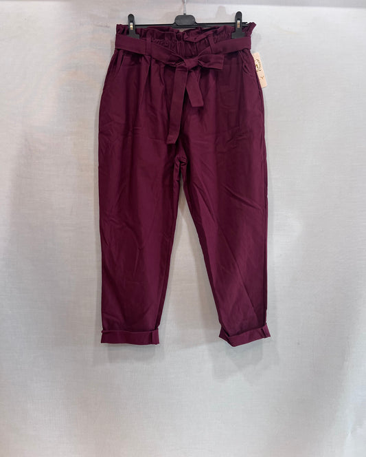 Pantalon confort taille haute – Bordeaux